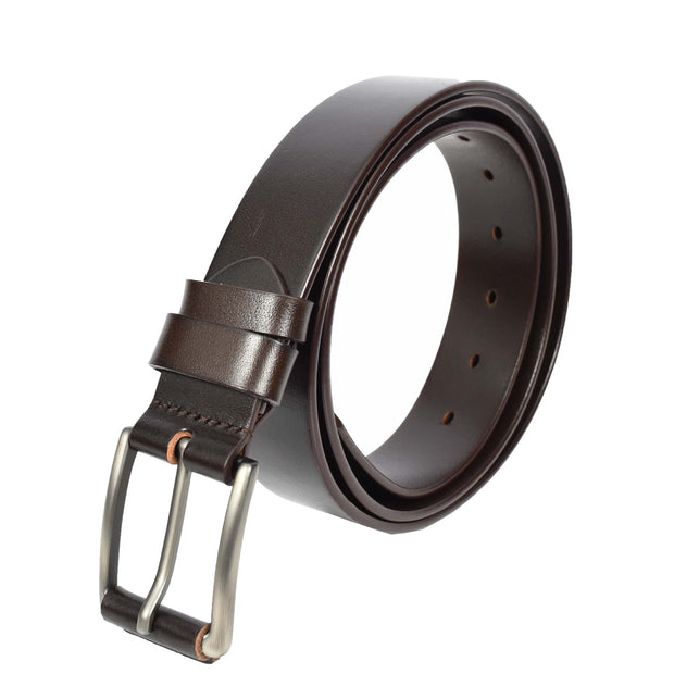 Men's Genuine Leather Belt Classic Buckle Design Multiple Colours Casual Style A008 Brown