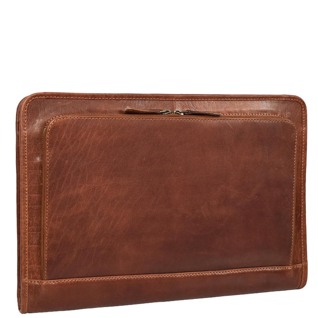 Brown Leather Folio Bag A4 Document Underarm Portfolio Case - Stanford