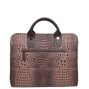 Women's Real Leather Croc-Print Shoulder Bag A4 Size Work Fashion Handbag A293 Brown-2
