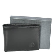 Premium Leather Mens Bi-Fold Slim Wallet Coins Money Clip Holder Style A208 Black