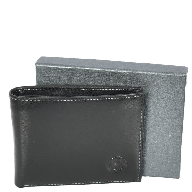 Premium Leather Mens Bi-Fold Slim Wallet Coins Money Clip Holder Style A208 Black