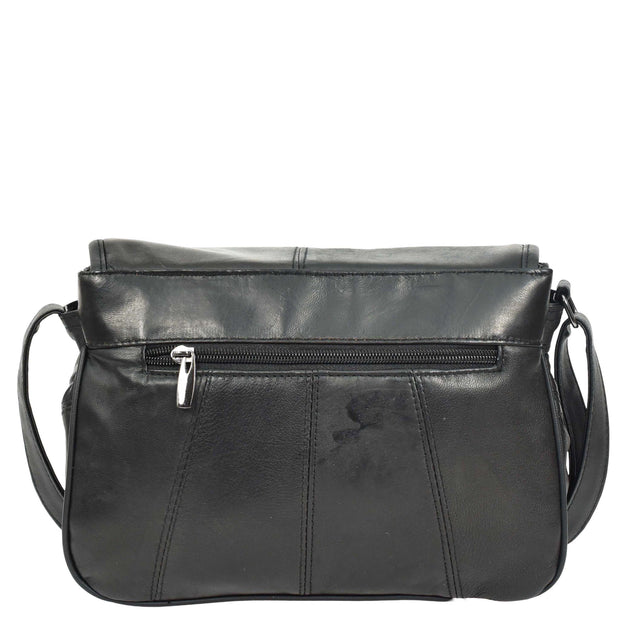 Womens Soft Leather Messenger Bag Crossbody Organiser A59 Black 2