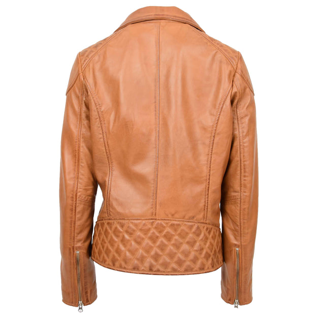 Womens Leather Biker Jacket Cross Zip Style Tina Tan 2