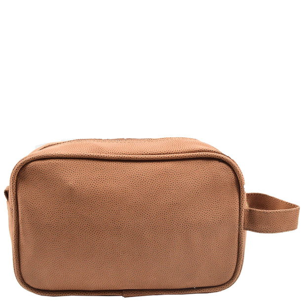 Travel Wash Bag Faux Leather Toiletry Bags A282 Camel 2