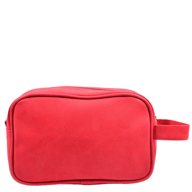 Travel Wash Bag Faux Leather Toiletry Bags A282 Red 2