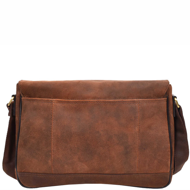 Mens Distressed Leather Satchel Twin Buckle Vintage Brown Messenger Laptop Bag A561-2