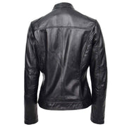Womens Genuine Leather Biker Jacket Zip Casual Naomi Black 2