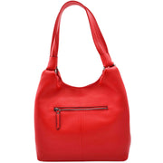 Womens Leather Shoulder Bag Large Hobo Casual Outgoing Multi Pockets Handbag A71 Red
