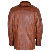 Leather Coat Detachable Collar Lining Mens Tyson Cognac 2