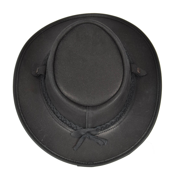 Real Leather Handmade Stylish Cowboy Australian Bush Hat Black-2