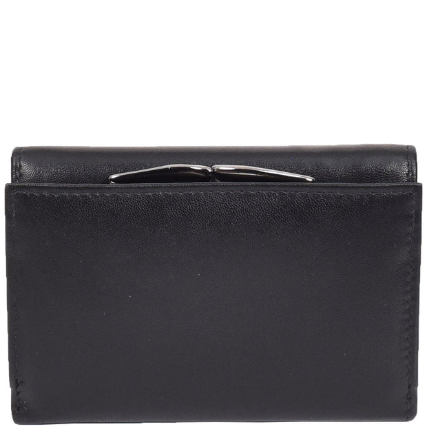 Womens Leather Purse Trifold Metal Clasp Cash Coins Cards Wallet A209 Black 3