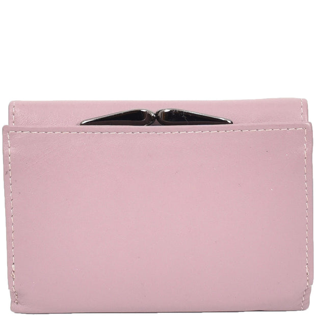 Womens Leather Purse Trifold Metal Clasp Cash Coins Cards Wallet A209 Lilac 3