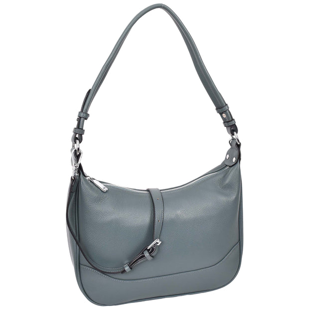 Real Leather Hobo Handbag Womens Shoulder Bag Cross Body Multi Straps A688 Teal-1