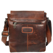 Mens Distressed Leather Messenger Casual Cross Body Flight Bag Ryder Brown