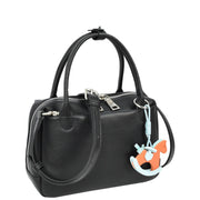 Womens Leather Mini Handbag with Rocking Horse Charm Girls Casual Fashion Tote Lori Black