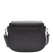 Womens Exclusive Leather Saddle Bag Small Casual Crossbody Fashion Handbag A2063 Black