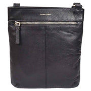 Womens Leather Crossbody Sling Bag Multi Pockets Messenger Skye Black
