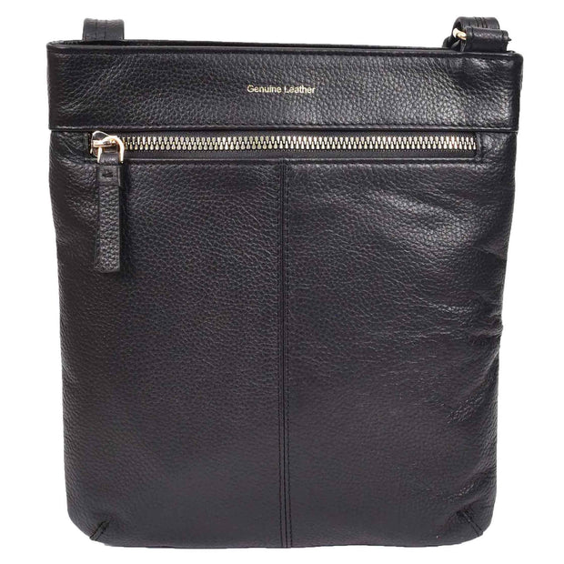 Womens Leather Crossbody Sling Bag Multi Pockets Messenger Skye Black
