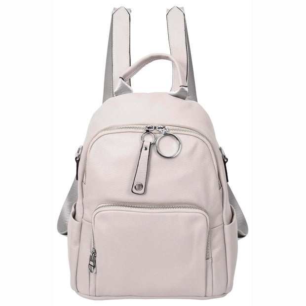Women's Genuine Leather Backpack Multiple Pockets Casual Fashion Rucksack A618 Taupe-5