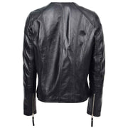 Womens Coat Genuine Leather Biker Jacket Cross Zip Cora Black 2