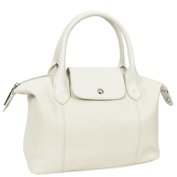 Womens Genuine Leather Top-Handle Bag Tote Style Casual Outgoing Fashion Handbag Amy White