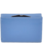 Womens Leather Purse Trifold Metal Clasp Cash Coins Cards Wallet A209 Blue 2
