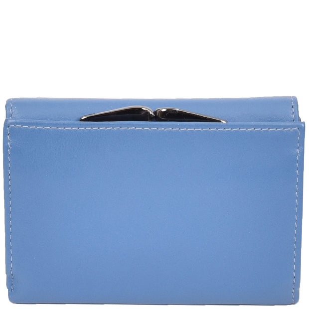Womens Leather Purse Trifold Metal Clasp Cash Coins Cards Wallet A209 Blue 2