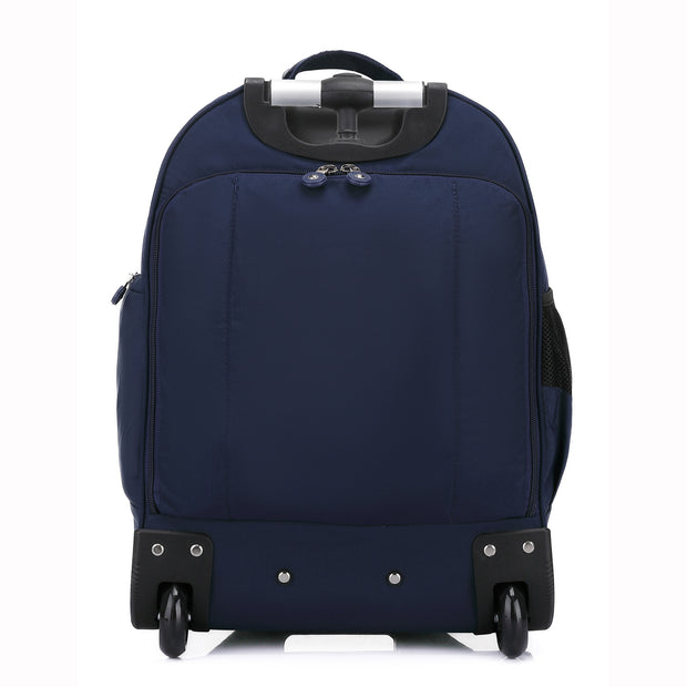 Rolling Backpack with Wheels, Laptop Travel Rucksack Multiple Compartments for Hiking, Camping, Business Casual Travel Cabin Size Bag Flack Blue