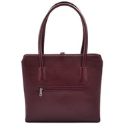 Womens Genuine Leather Shoulder Bag A4 Size Classic Handbag A062 Burgundy