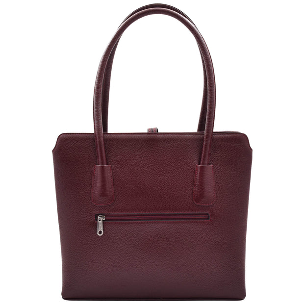 Womens Genuine Leather Shoulder Bag A4 Size Classic Handbag A062 Burgundy