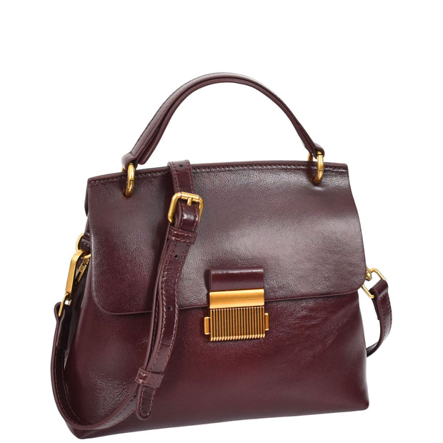 Womens Real Leather Handbag Small Evening Outgoing Fashion Tote Bag A776 Brown-10