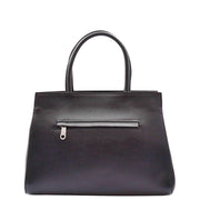 Womens Exclusive Leather Handbag Medium Casual Outgoing Tote Croc Trim Bag A4031 Black