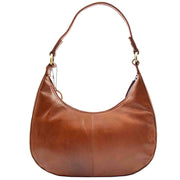 Classic Shoulder Hobo Real Leather Zip Bag GEMMA Cognac 2