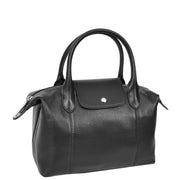 Womens Genuine Leather Top-Handle Bag Tote Style Casual Outgoing Fashion Handbag Amy Black