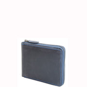 Mens Wallet Genuine Hunter Leather Zip Around Gift Boxed RFID Safe Aramac Blue