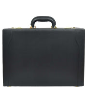 Classic Attache Case Faux Leather Dual Lock Briefcase Business Bag Diplomat Black