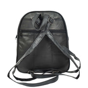 Womens Leather Backpack Soft Black Casual Multi Pockets Organiser Rucksack A195