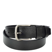 Genuine Leather Classic Pin Buckle Belt For Mens Jeans Work Casual Wear Style A04 Black
