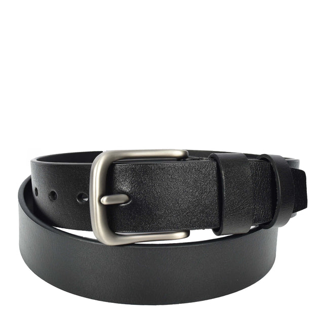 Genuine Leather Classic Pin Buckle Belt For Mens Jeans Work Casual Wear Style A04 Black