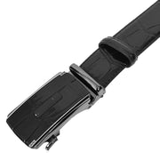 Mens Premium Leather Croc-Pattern Adjustable Ratchet Buckle Belt Daily Wear A03 Black