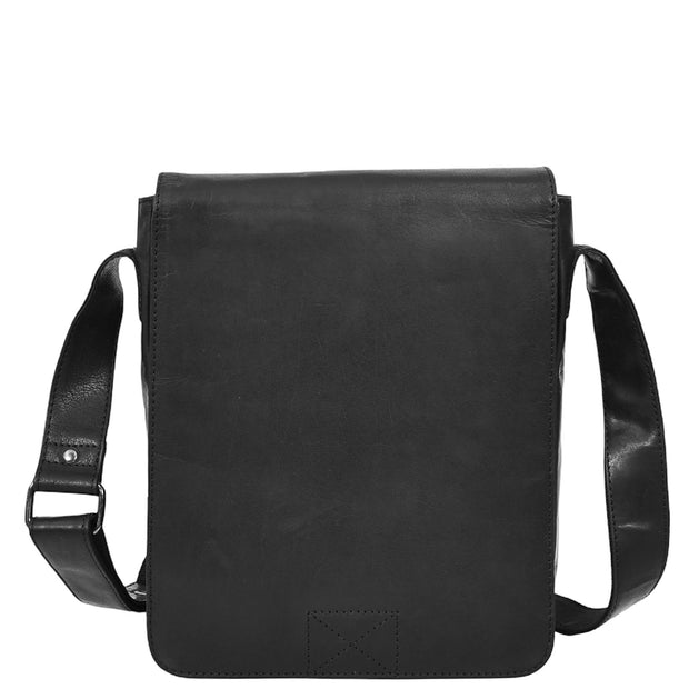 Mens Real Black Leather Tall Messenger Bag Flight Shoulder Organiser Mayer-4