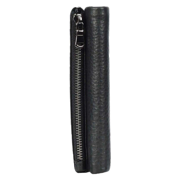 Mens Real Leather Bi-Fold Slim Wallet Coins Cards Banknotes Classic Style A162 Black