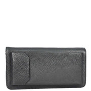 Real Leather Large Capacity Clutch Purse Zip Around Mobile Cards Glasses Organiser Travel Wallet A196 Black