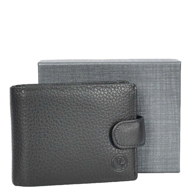 Premium Leather Mens Bifold Wallet Multi Compartments Coins Notes Card Holder A639 Black