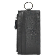 Genuine Leather Large Lightweight Key Case Wallet Car Key Holder Zipper Pouch A633 Black