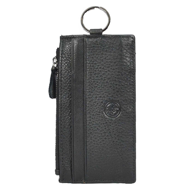 Genuine Leather Large Lightweight Key Case Wallet Car Key Holder Zipper Pouch A633 Black