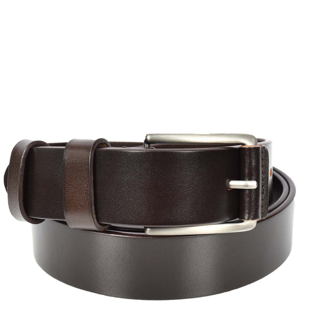Men's Genuine Leather Belt Classic Buckle Design Multiple Colours Casual Style A008 Brown