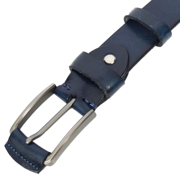 Men's Genuine Leather Belt Classic Buckle Design Multiple Colours Casual Style A008 Navy