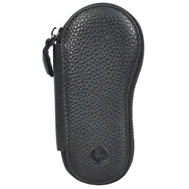 Premium Leather Key Case Wallet With Multiple Key Hooks Zip Around Pouch Style A169 Black