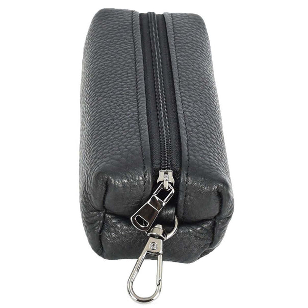 Large Size Real Leather Key Ring Case Pen Pencil Glasses Car Key Holder Pouch A932 Black